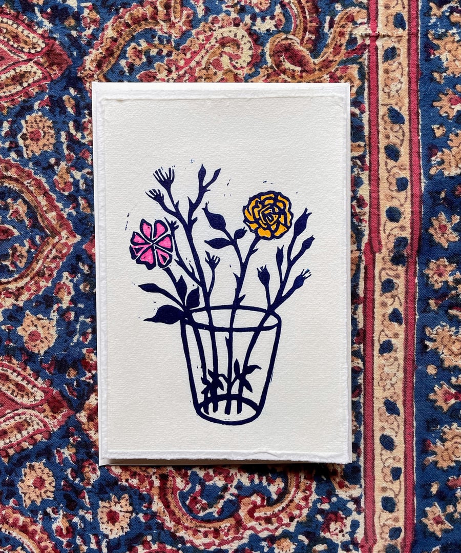 ‘Cut Flowers’ Original Lino Print Card