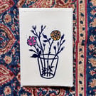 ‘Cut Flowers’ Original Lino Print Card