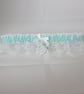 White lace wedding garter with aqua trim - Image 5