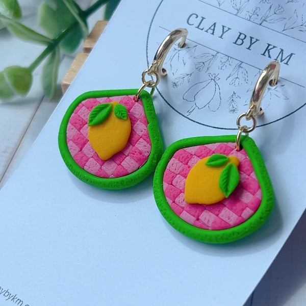 Realistic Lemon Hoop Earrings, Zesty Fruit Jewelry, Cute Summer Statement Gift
