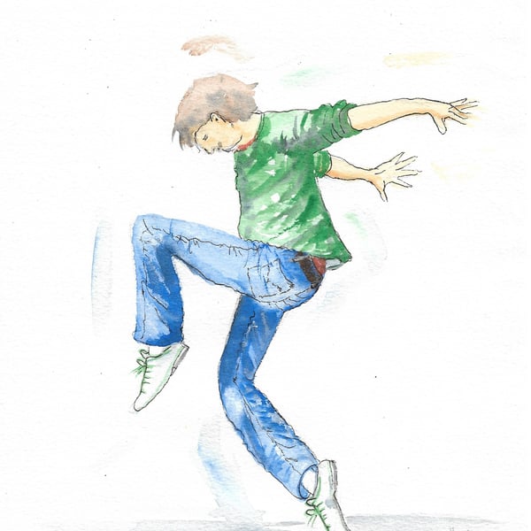 Dancing Happy Boy. Original painting