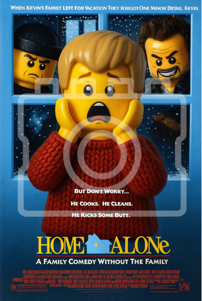 HOME ALONE - LEGO-Inspired A4 Movie Poster Print - Ready to Frame