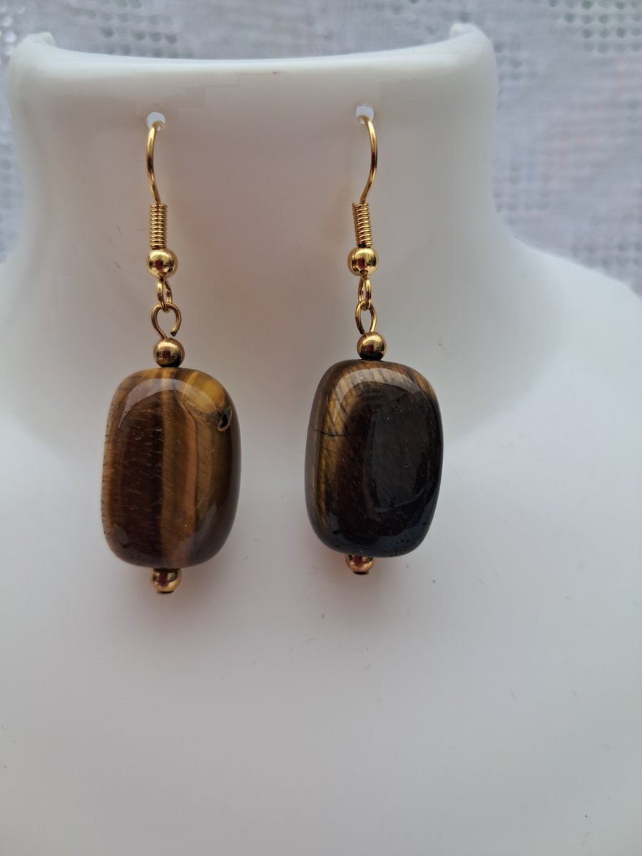Yellow Tiger’s Eye Drop Earrings