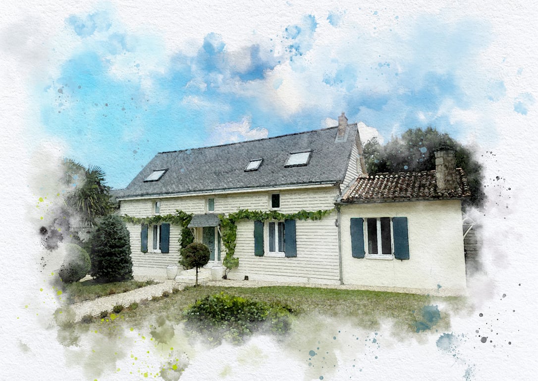 Watercolour Style House Portrait, New Home Gift, Custom Home Portrait From Photo