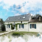 Watercolour Style House Portrait, New Home Gift, Custom Home Portrait From Photo