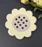 Ceramic pastel yellow small flower frog