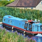 Canal Boat on the Fens Norfolk A5 Greeting Card 