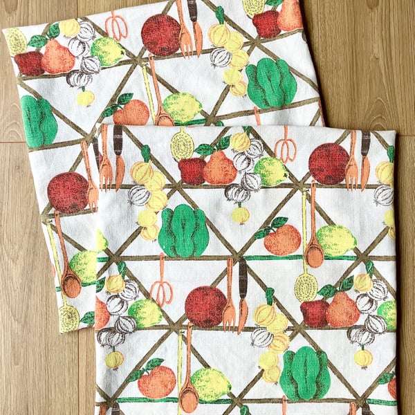 Two 50cm Square Cushion Covers Newly Hand-Made With Vintage Fabric