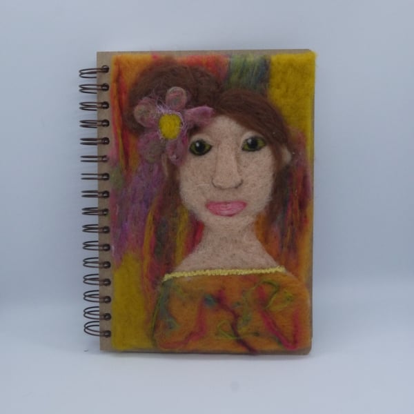 Handmade needle felted art sketchbook