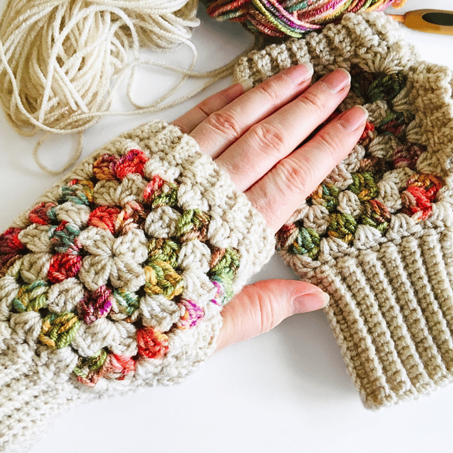 PDF Pattern for Crochet Granny Square Fingerless Gloves