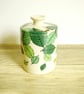 Ceramic Storage Jar with Lid - Green Beech Leaves - Image 1