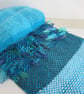 Bright Turquoise Handwoven Scrap Scarf - Image 5