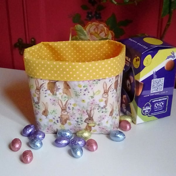  Easter Fabric Basket, pretty soft cotton basket 