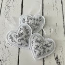 Set of 3 Handmade Hanging Lavender filled Heart Decorations