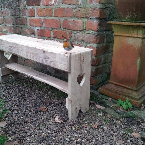 Recycled Wood Two-Seater Garden "Memories" Bench with Hearts...