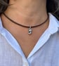 Women's leather necklace, Cat pendant, Minimalist necklace - Image 3