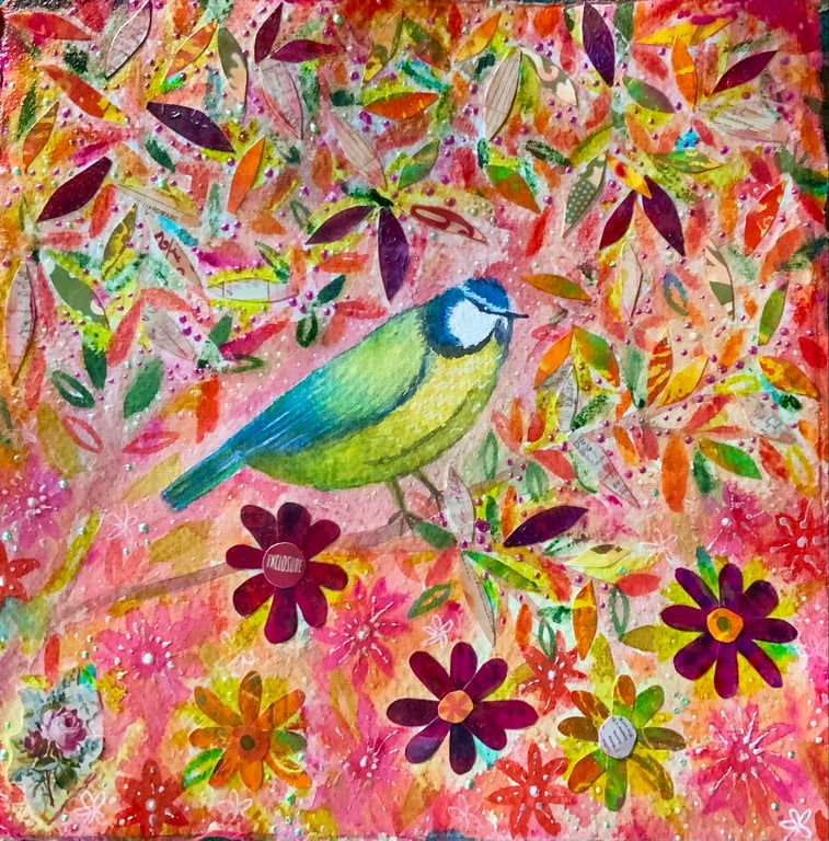 Bluetit, blank greetings card