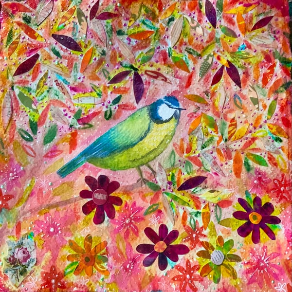 Bluetit, blank greetings card