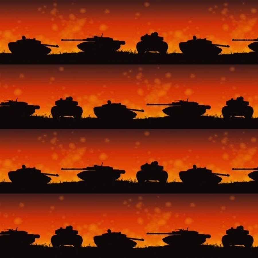 Half A Meter Remembering Vietnam Tank Stripe Silhouette Cotton Quilting Fabric