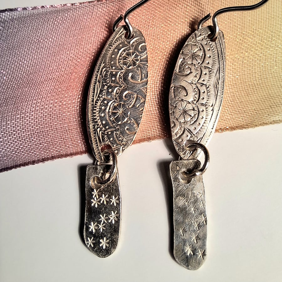 Silver Textured Earrings