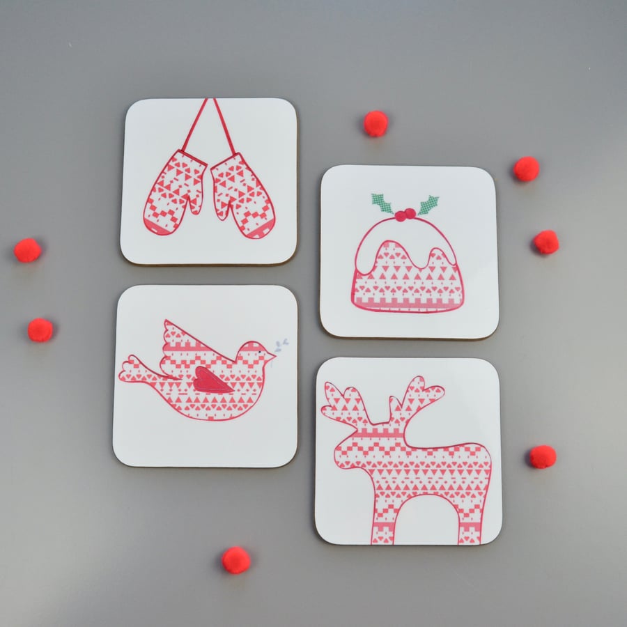 Set of Four Christmas Coasters