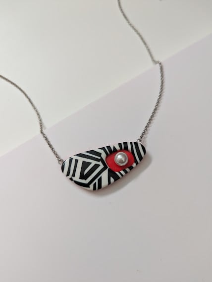 Handmade Polymer Clay Necklace- The Red Eclipse Necklace