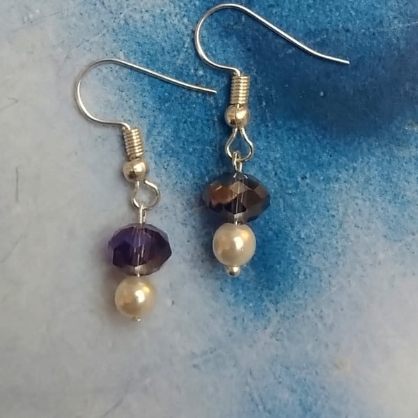 Lovely Drop Earrings with Pearls and Crystals