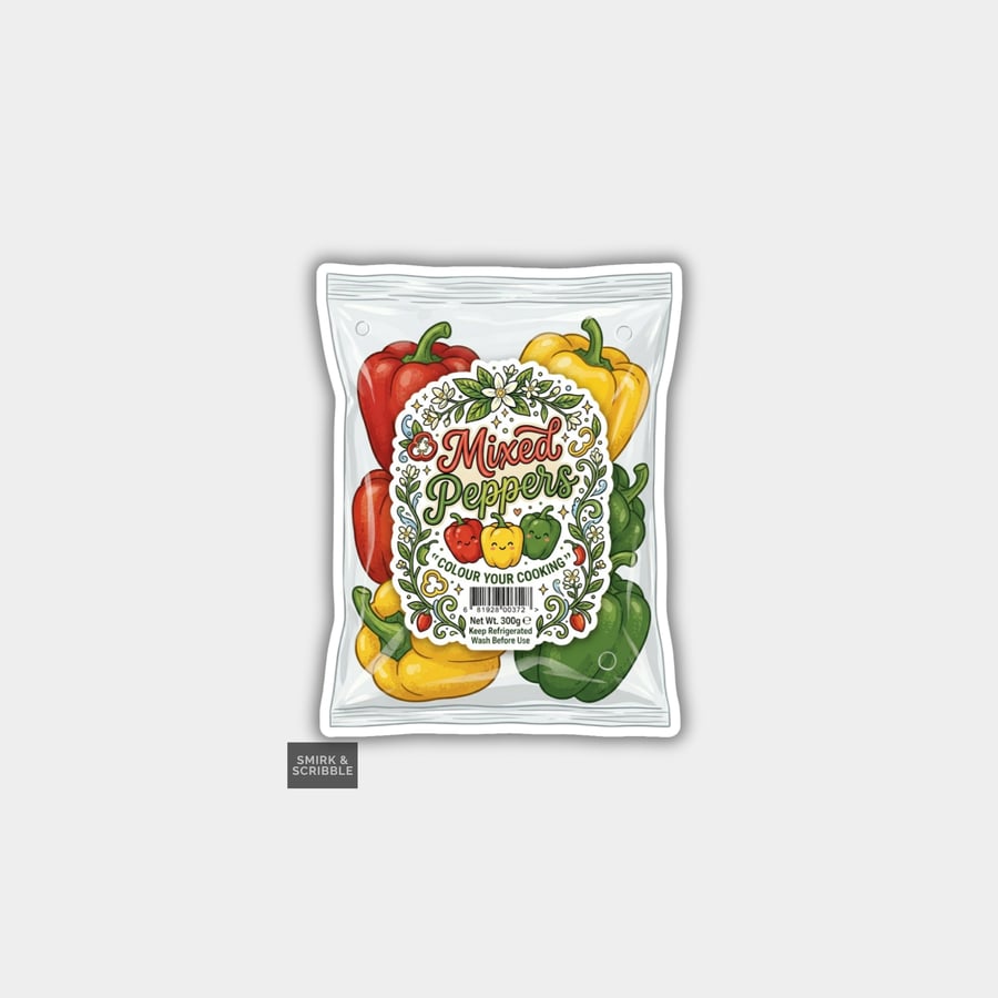 Grocery Food Vinyl Sticker For Adults - Mixed Peppers