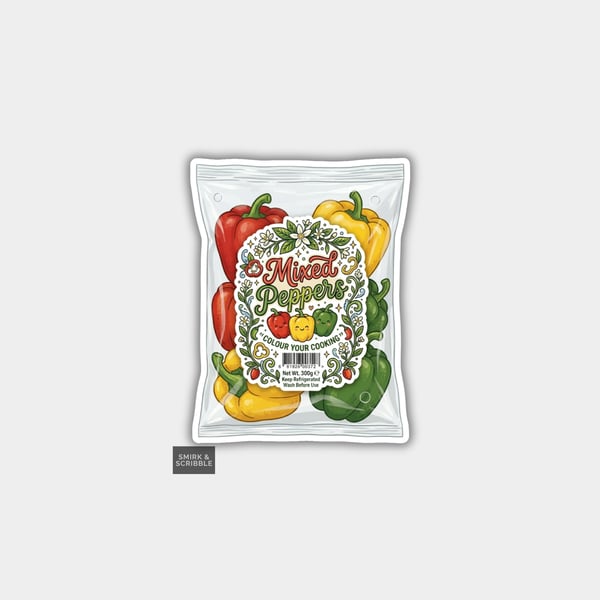 Grocery Food Vinyl Sticker For Adults - Mixed Peppers