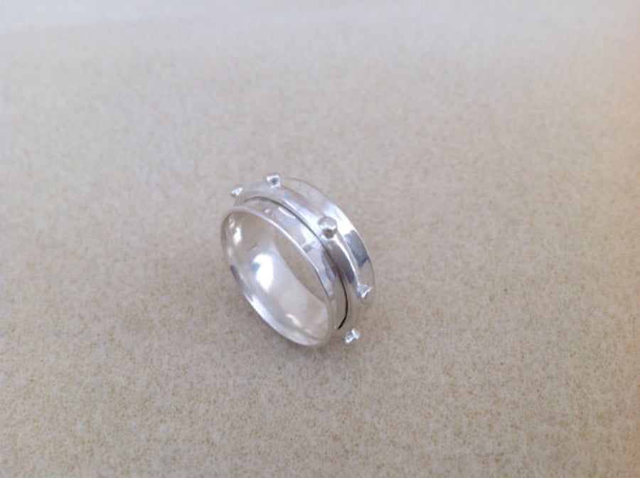 Sterling silver "Nautical" unisex spinner worry ring