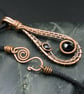 Copper Wire Weave Drop Pendant with Black Beads - Image 5