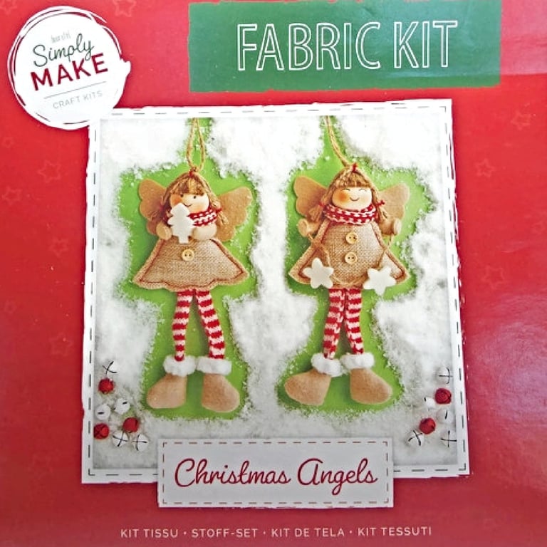 Fabric Craft Kit, Christmas Angels, DIY Tree Decorations, Makes 2 Angels