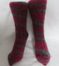 Hand-cranked Knitted Ribbed Wool Socks Size 6 to 7