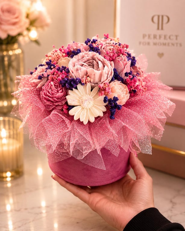 Luxury Flowerbox Candle Gift Set XLarge Handmade Soy Wax Candle Surprise Her Wit