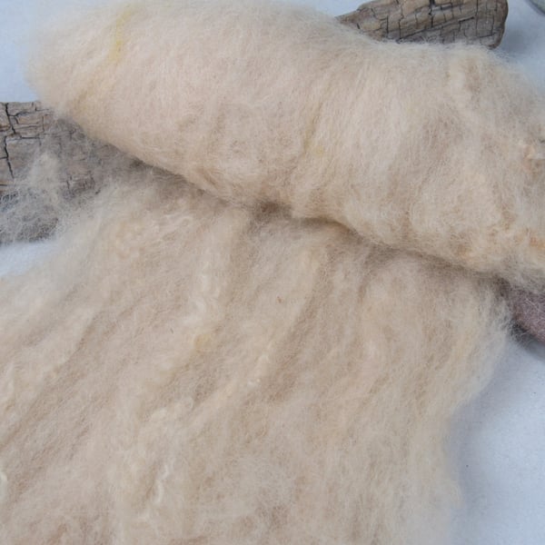 10g Naturally Dyed Pale Brown BFL Shetland Felting Wool