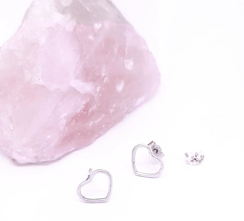 Sterling silver heart stud earrings