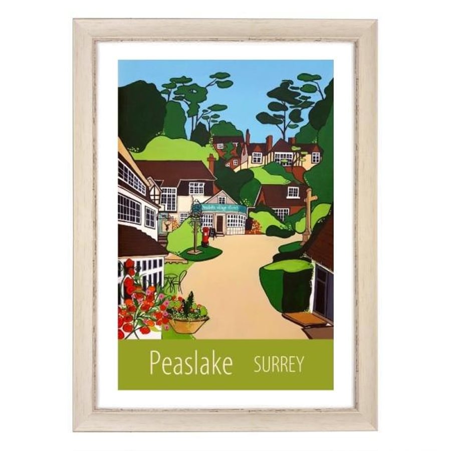 Peaslake, Surrey print - white frame