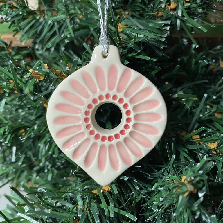 Pottery Bauble Christmas decoration pink