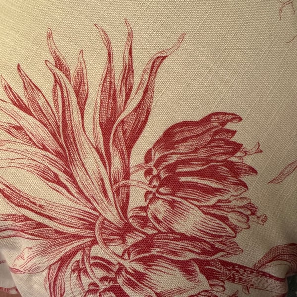 Handmade Red Floral Toile Cushion