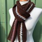 Chocolate brown textured handmade unique scarf neck warmer 