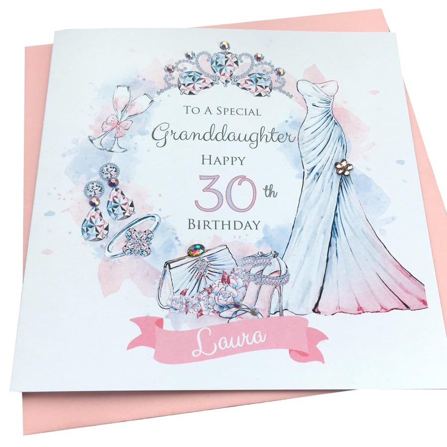 Handmade Personalised Fashion-bling-girly Birthday Card 