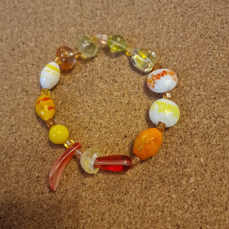 Multicolour lampwork beaded bracelet with novelty beads small size
