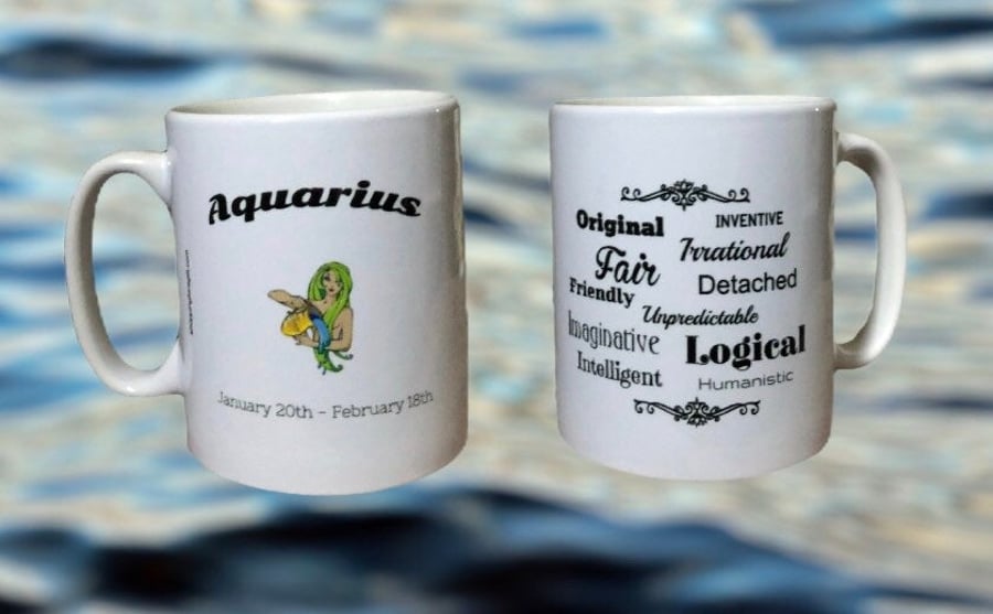 Aquarius Star Sign Mug. Zodiac Mugs for Aquarius's for birthday, christmas