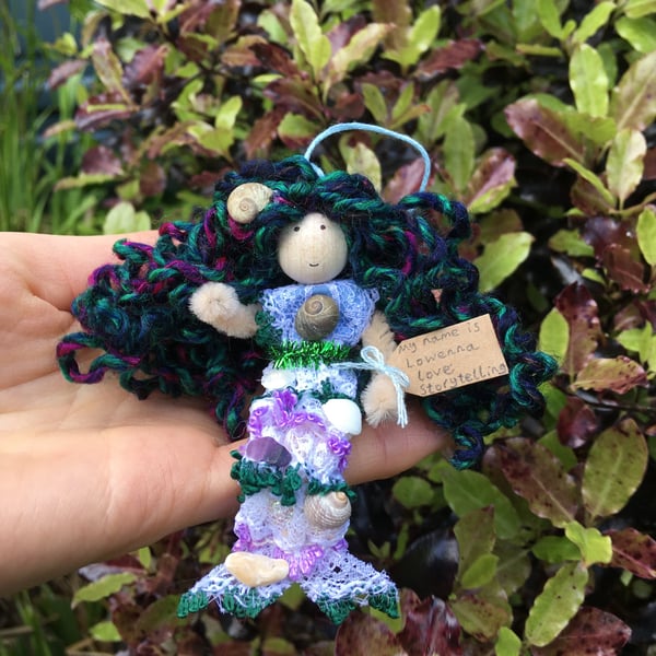Mermaid Doll Hanging Decoration, Green And Purple, Sea Themed Mermaid Gift