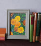 Marigold October Flower framed original artwork 