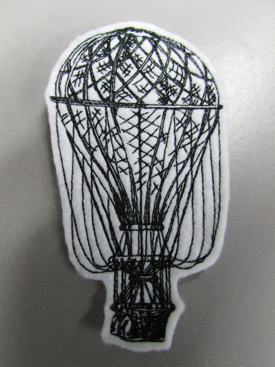 Vintage Hot Air Balloon Embroidered Sew on Applique Patch