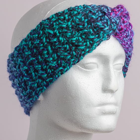 Earwarmer headband crochet chunky handmade textured cosy