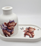 Highland Cow Vase & Tray Set - Scottish Sunflower Home Decor - Handmade Gift