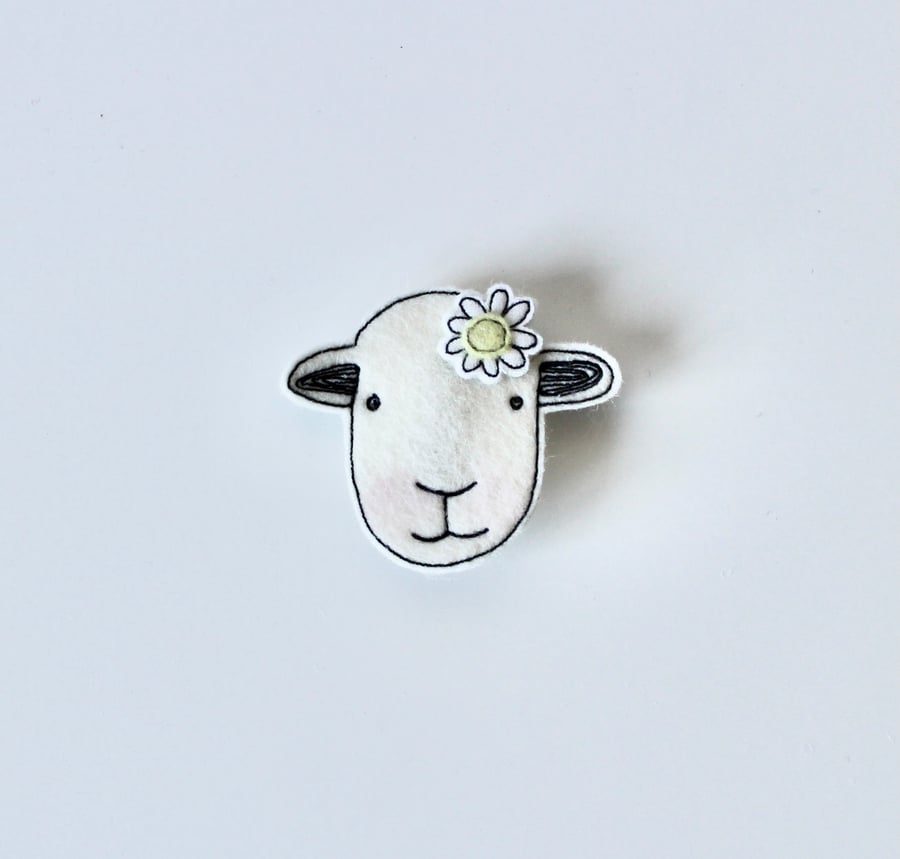 'Herdwick Sheep with a Daisy' - Handmade Brooch