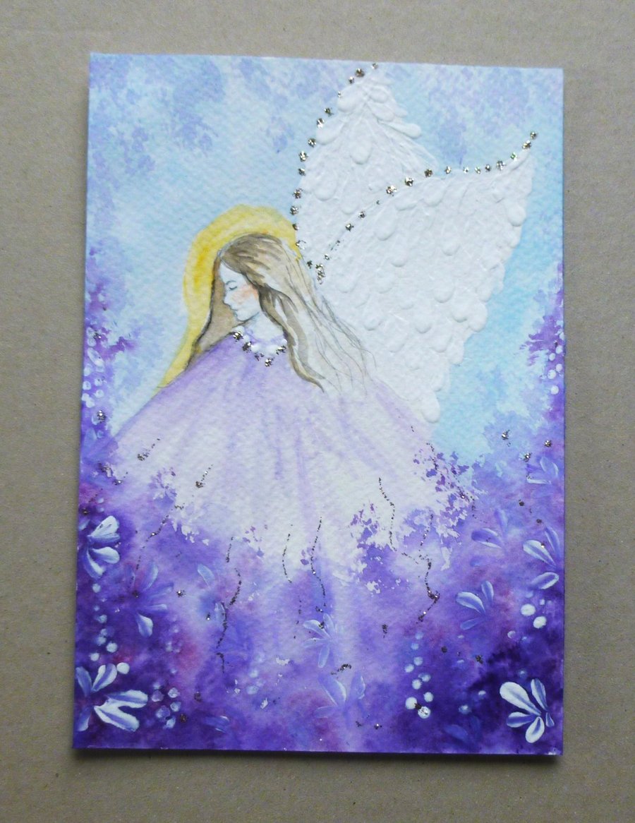 Original art hand painted fantasy angel painting ( ref FA7 G2 )